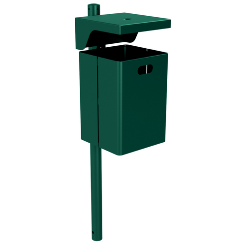 Prullenbak 45 L met asbak | Voor muurbevestiging of op paal | Groen of verzinkt