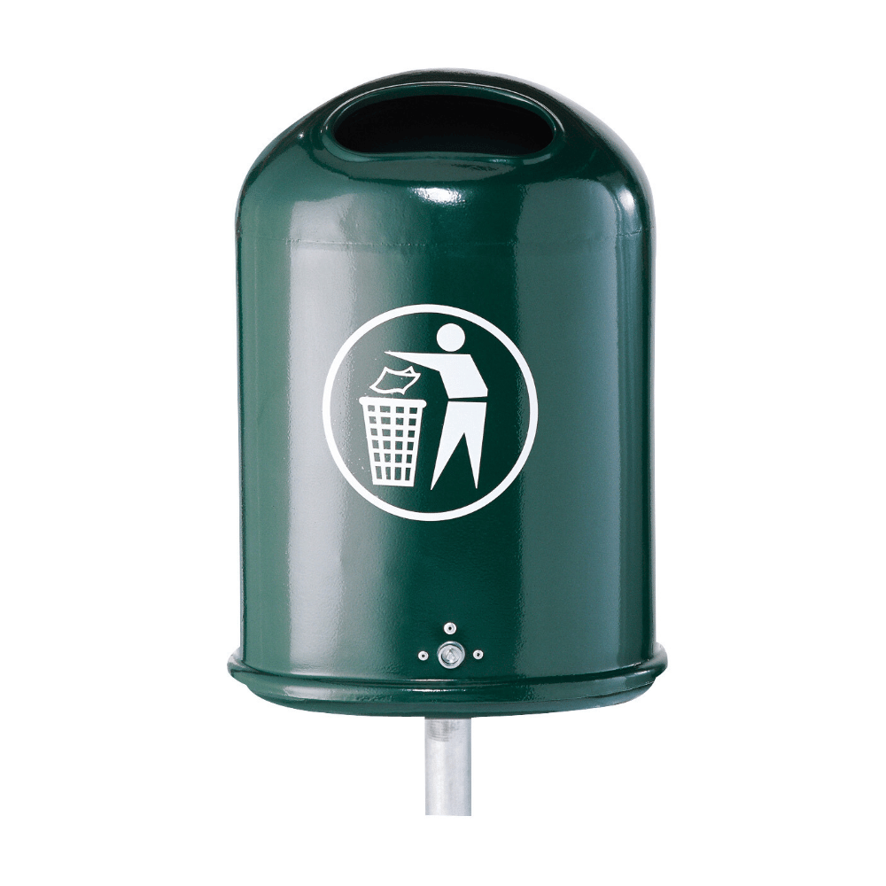 Prullenbak 45 L met logo | Voor muurbevestiging of op paal | Groen RAL 6005