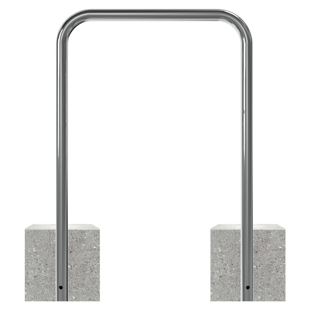 RVS fietsbeugel met betonvoeten | Ø48 mm zonder tussenbuis | breedte opties