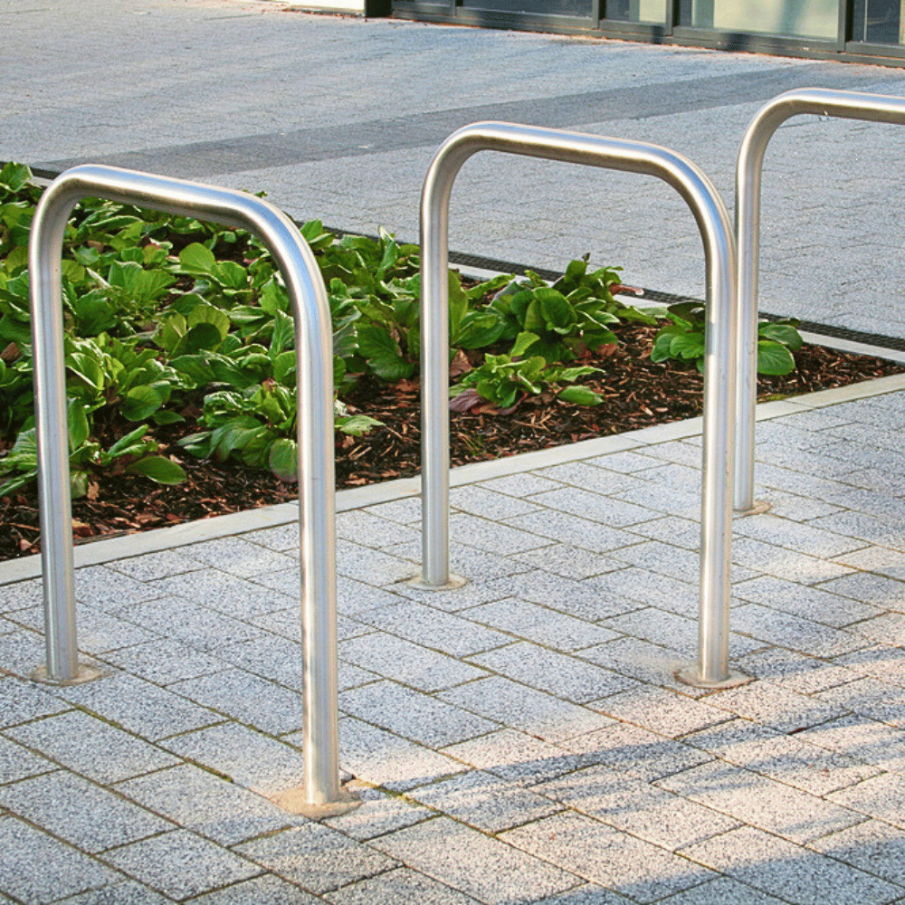 RVS fietsbeugel met betonvoeten | Ø48 mm zonder tussenbuis | breedte opties