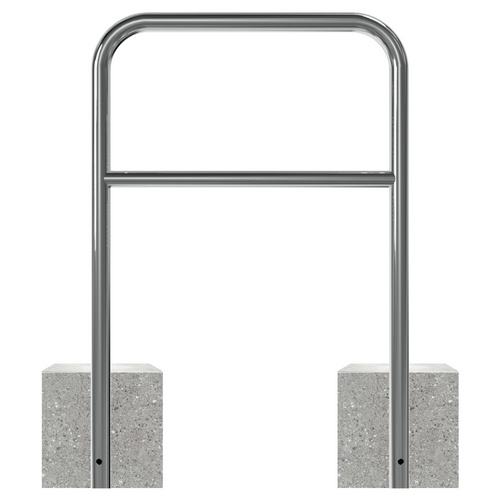 RVS fietsbeugel met betonvoeten | Ø48 mm met tussenbuis | breedte opties