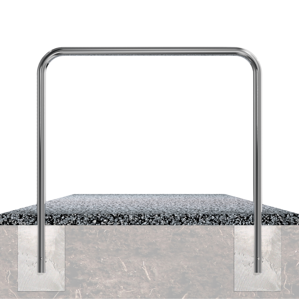 RVS fietsbeugel Ø48 mm | Voor verankering in beton | Zonder tussenbuis