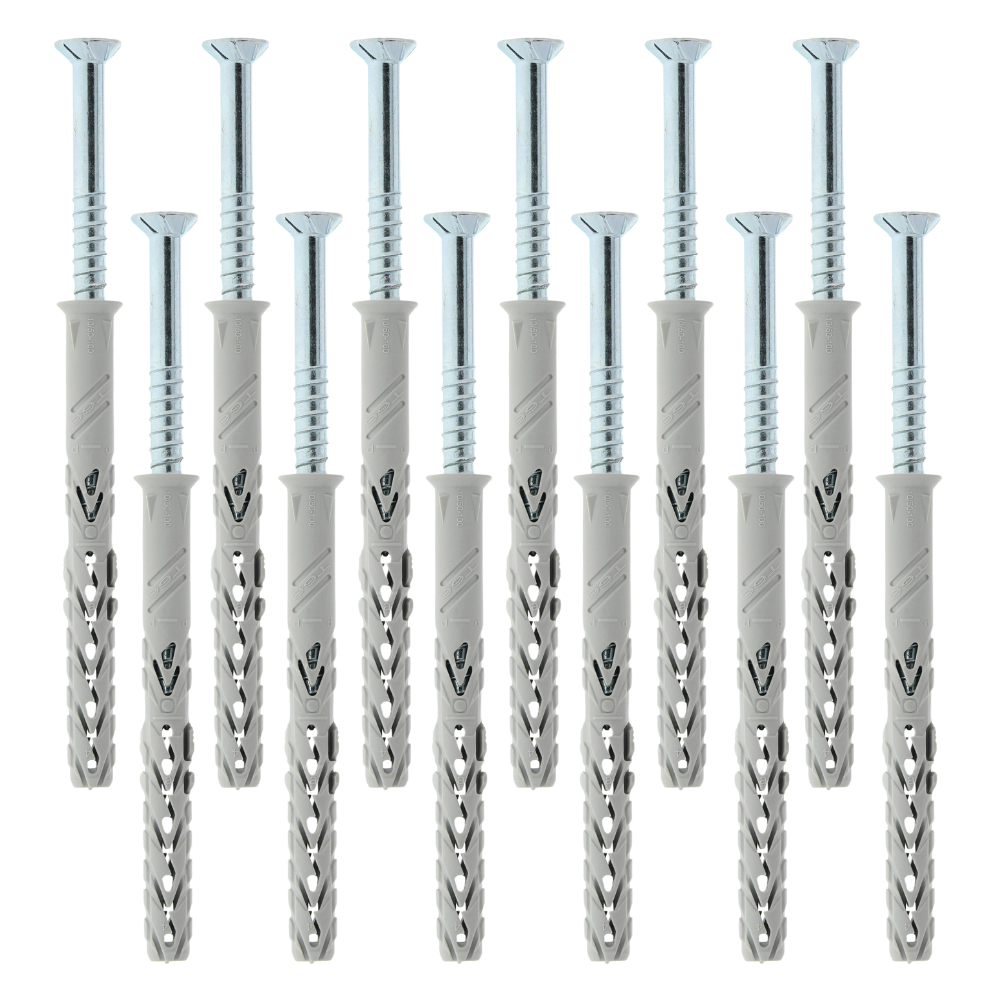 Set van 12 schroeven 8x80 en pluggen 10x100