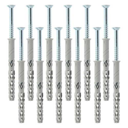 Set van 12 schroeven 8x80 en pluggen 10x100