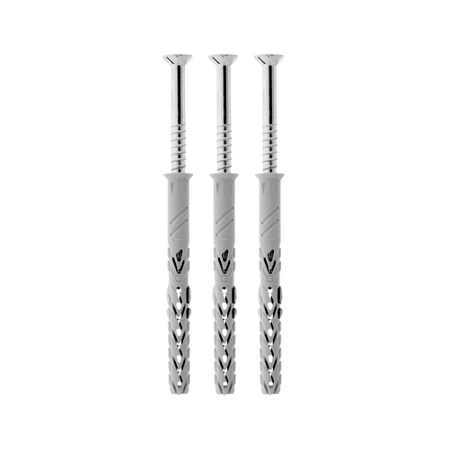 Set van 3 RVS schroeven 10x100 en pluggen 12x120