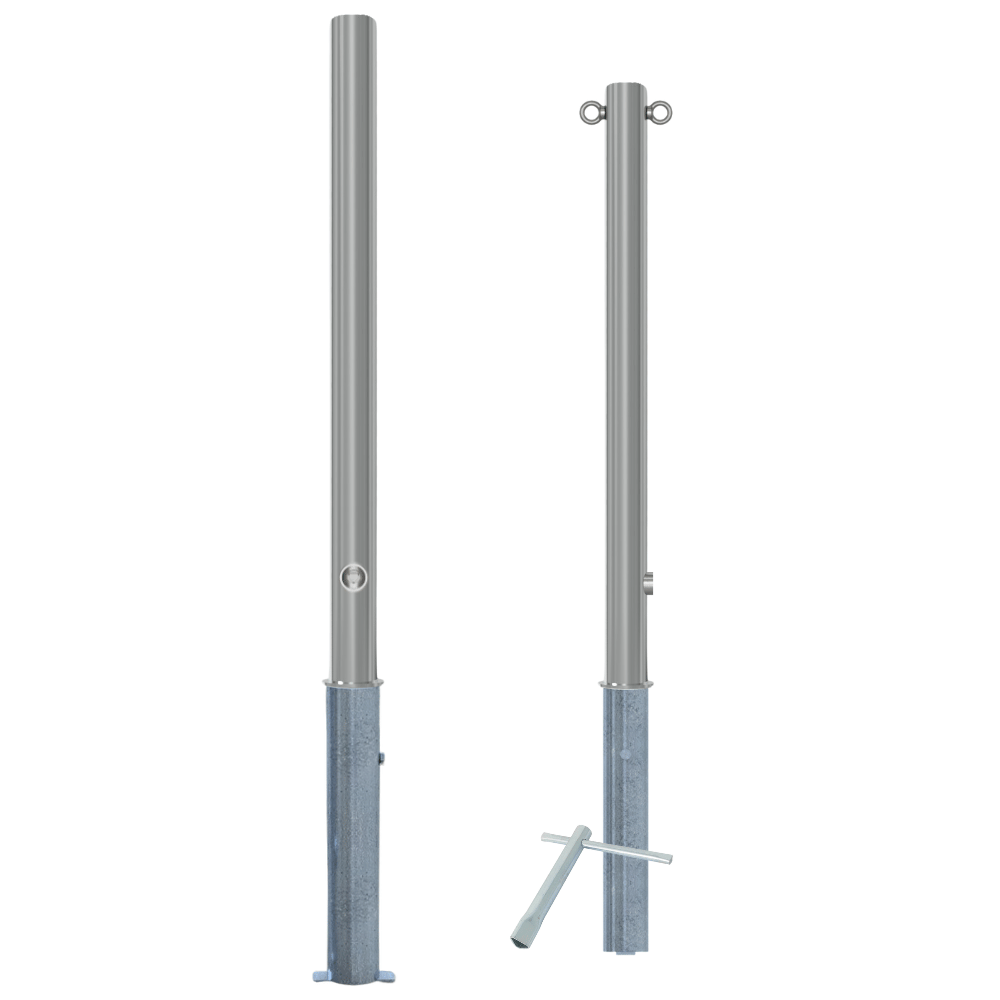 Uitneembare afzetpaal RVS | Ø60 x 900 mm | Met slot opties