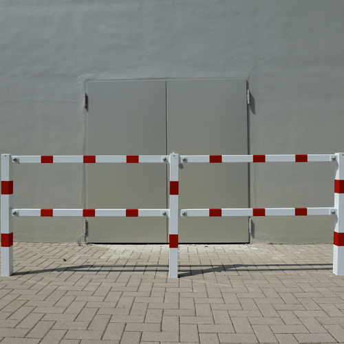 Veiligheidsrailing 70x70 mm | Wit-rood | Op voetplaat | Modulair systeem