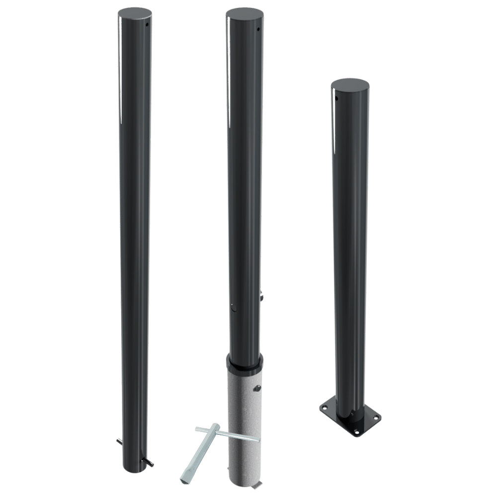 Design afzetpaal Ø76 mm met vlakke kop en montageopties
