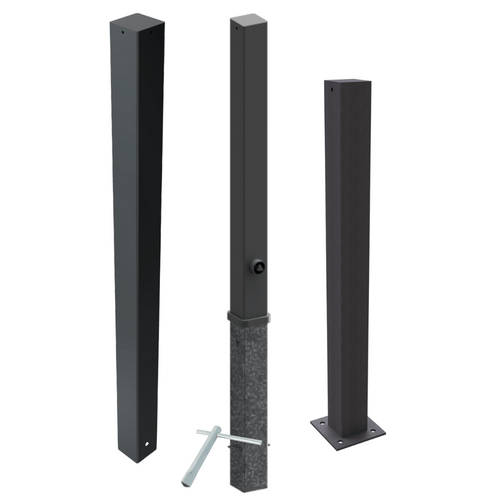 Afzetpaal design | 80x80 mm met vlakke kop | Montage- en kleuropties