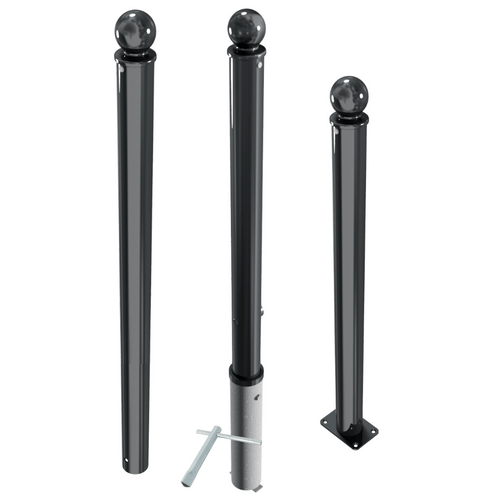 Afzetpaal design | Ø76 mm met bolkop | Montage- en kleuropties