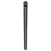 Zwarte design afzetpaal Ø76 mm met glanzende bolkop, voor vaste betonverankering.