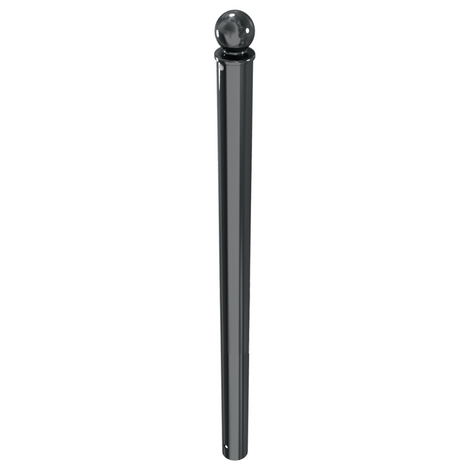 Zwarte design afzetpaal Ø76 mm met glanzende bolkop, voor vaste betonverankering.