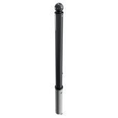 Zwarte afzetpaal design Ø76 mm met bolkop, uitneembaar voor betonverankering.