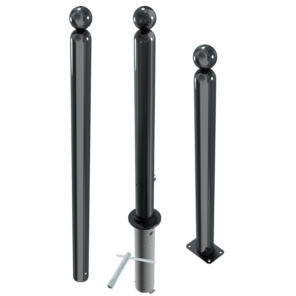 Design afzetpaal Ø76 mm met kogelkop en montageopties