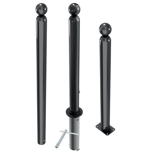 Afzetpaal design | Ø76 mm met kogelkop | Montage- en kleuropties