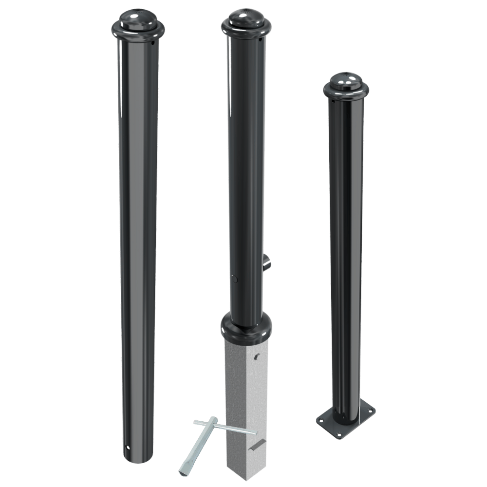 Design afzetpaal Ø82 mm met ringkop en montageopties