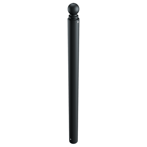 Zwarte design afzetpaal Ø82 mm met bolkop, voor vaste betonverankering.