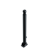 Zwarte neerklapbare trottoirpaal Ø82 mm met bolkop voor vloermontage en driekantslot.
