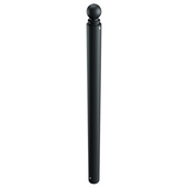 Zwarte trottoirpaal Ø82 mm met bolkop, ontworpen voor vaste betonverankering.