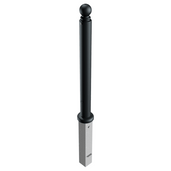 Zwarte trottoirpaal Ø82 mm met bolkop, uitneembaar voor betonverankering en cilinderslot.