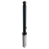 Zwarte trottoirpaal Ø82 mm met bolkop, uitneembaar voor betonverankering en driekantslot.