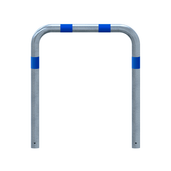 Verzinkt-blauwe aanrijdbeveiliging beugel Ø76 mm, 1000 mm breed, voor laadpaal bescherming.