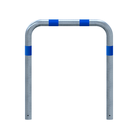 Verzinkt-blauwe aanrijdbeveiliging beugel Ø76 mm, 1000 mm breed, voor laadpaal bescherming.