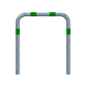 Verzinkt-groene aanrijdbeveiliging beugel Ø76 mm, 1000 mm breed, voor betonverankering.