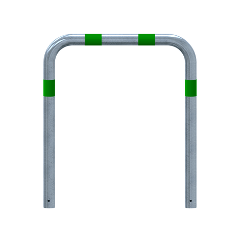 Verzinkt-groene aanrijdbeveiliging beugel Ø76 mm, 1000 mm breed, voor betonverankering.