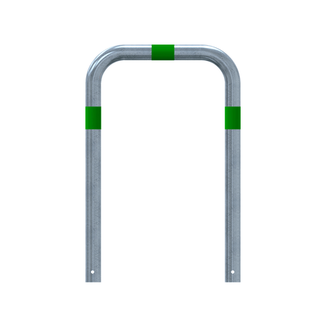 Verzinkt-groene aanrijdbeveiliging beugel Ø76 mm, 750 mm hoog, met betonverankering.