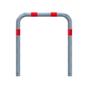 Verzinkt-rode aanrijdbeveiliging beugel Ø76 mm, 1000 mm hoog, voor laadpaal bescherming.