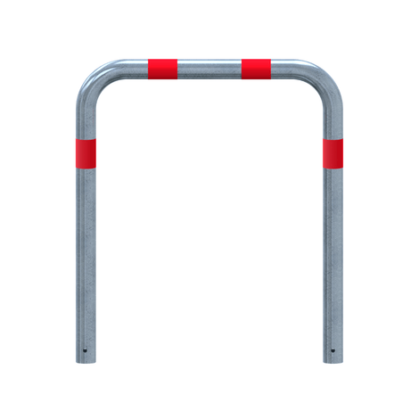 Verzinkt-rode aanrijdbeveiliging beugel Ø76 mm, 1000 mm hoog, voor laadpaal bescherming.