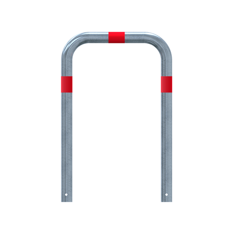Verzinkt-rode aanrijdbeveiliging beugel Ø76 mm, 750 mm hoog, voor laadpaal bescherming.