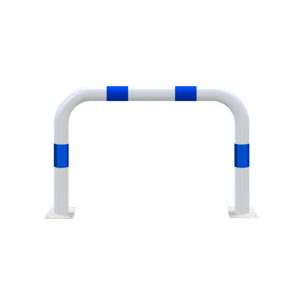Aanrijdbeveiliging beugel Ø76 mm | Wit-blauw | Laadpaal bescherming