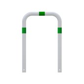 Wit-groene aanrijdbeveiliging beugel Ø76 mm, 750 mm hoog, voor laadpaal bescherming.