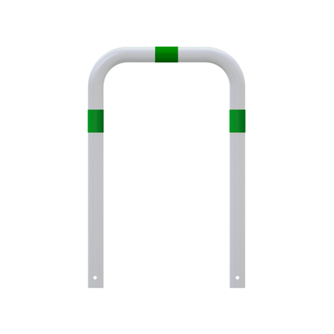 Wit-groene aanrijdbeveiliging beugel Ø76 mm, 750 mm hoog, voor laadpaal bescherming.