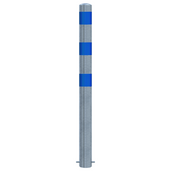 Verzinkt-blauwe aanrijdbeveiliging paal, Ø102 mm, met betonverankering.