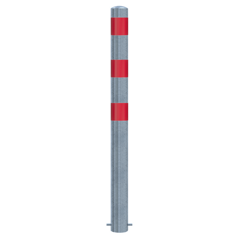 Verzinkt-rode aanrijdbeveiliging paal Ø102 mm met betonverankering.