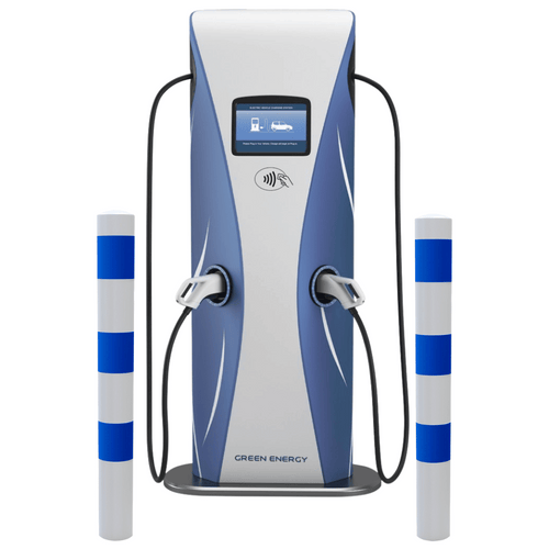 Aanrijdbeveiliging paal Ø76-102 mm | Wit-blauw | Laadpaal bescherming