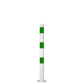 Witte en groene aanrijdbeveiliging paal Ø76 mm met voetplaat, voor laadpaal bescherming.