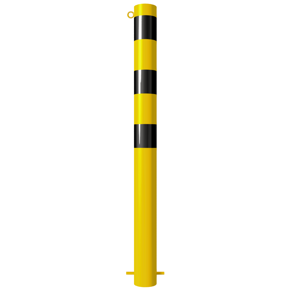 Afzetpaal Ø102 mm | Geel-zwart | Voor verankering in beton of op voetplaat