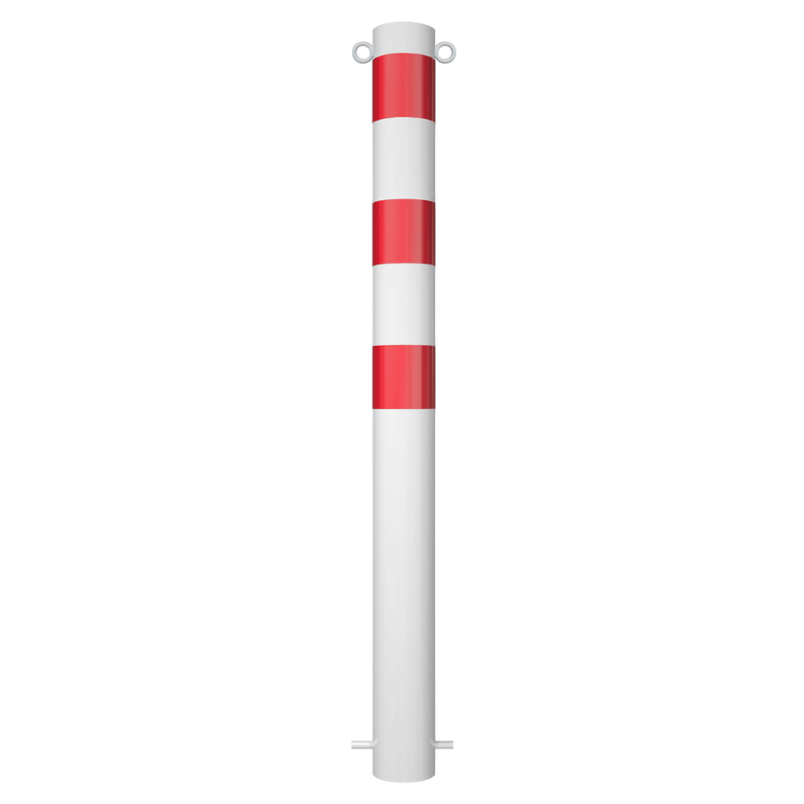 Afzetpaal Ø102 mm | Wit-rood | Voor verankering in beton of op voetplaat