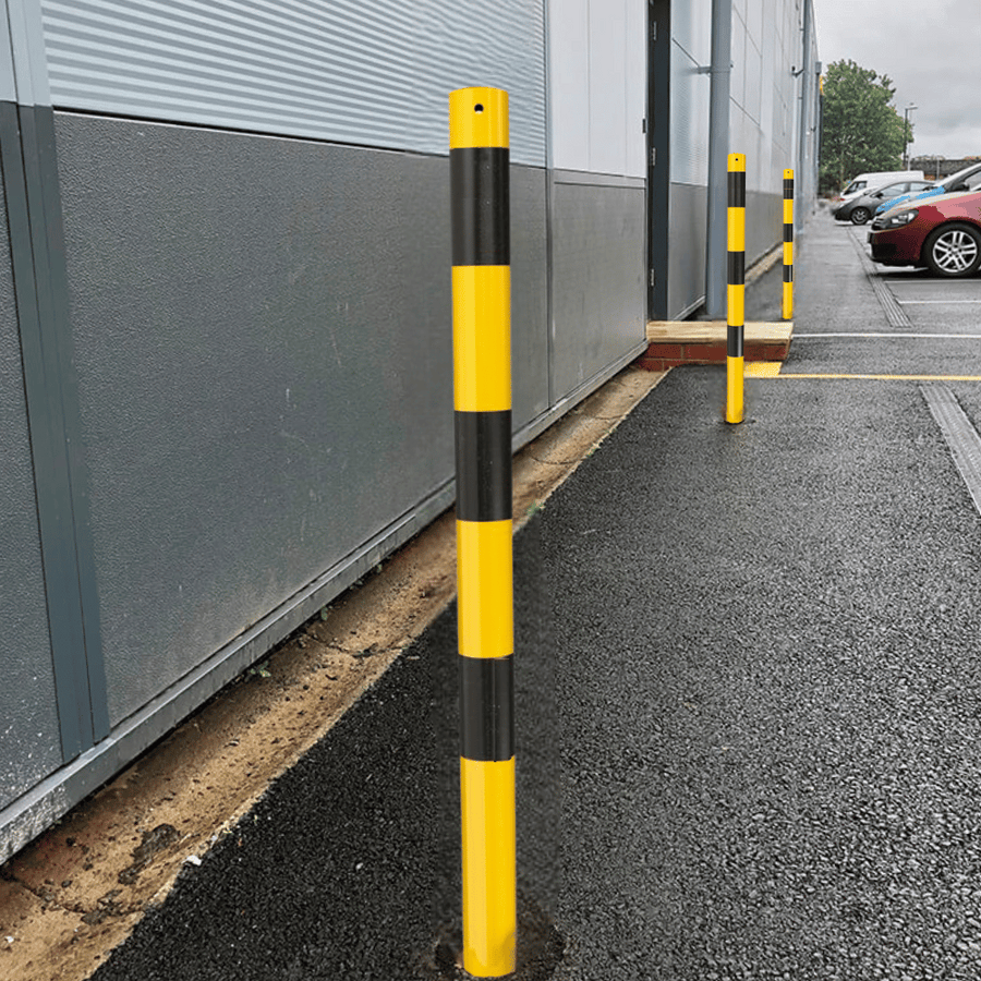 Afzetpaal Ø60 mm | Geel-zwart | Voor verankering in beton of op voetplaat