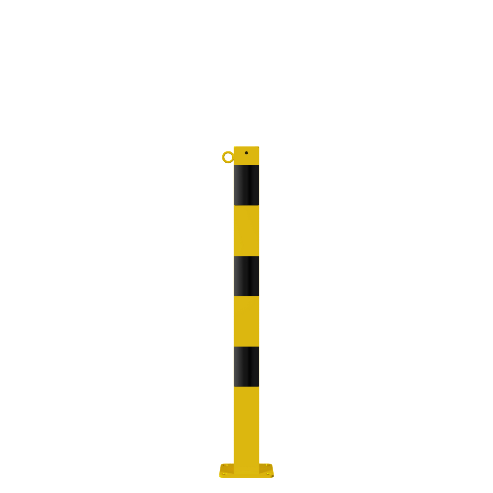 Afzetpaal 70x70 mm | Geel-zwart | Voor verankering in beton of op voetplaat