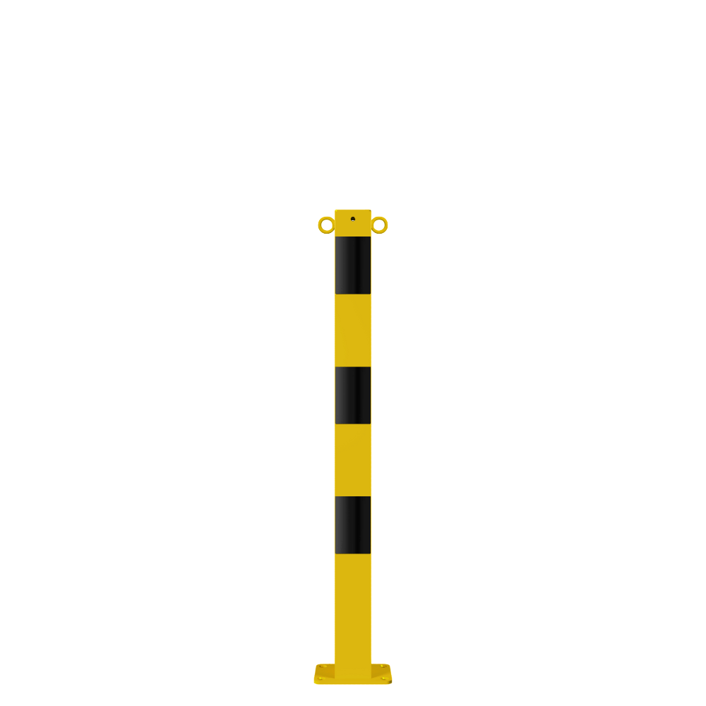 Afzetpaal 70x70 mm | Geel-zwart | Voor verankering in beton of op voetplaat