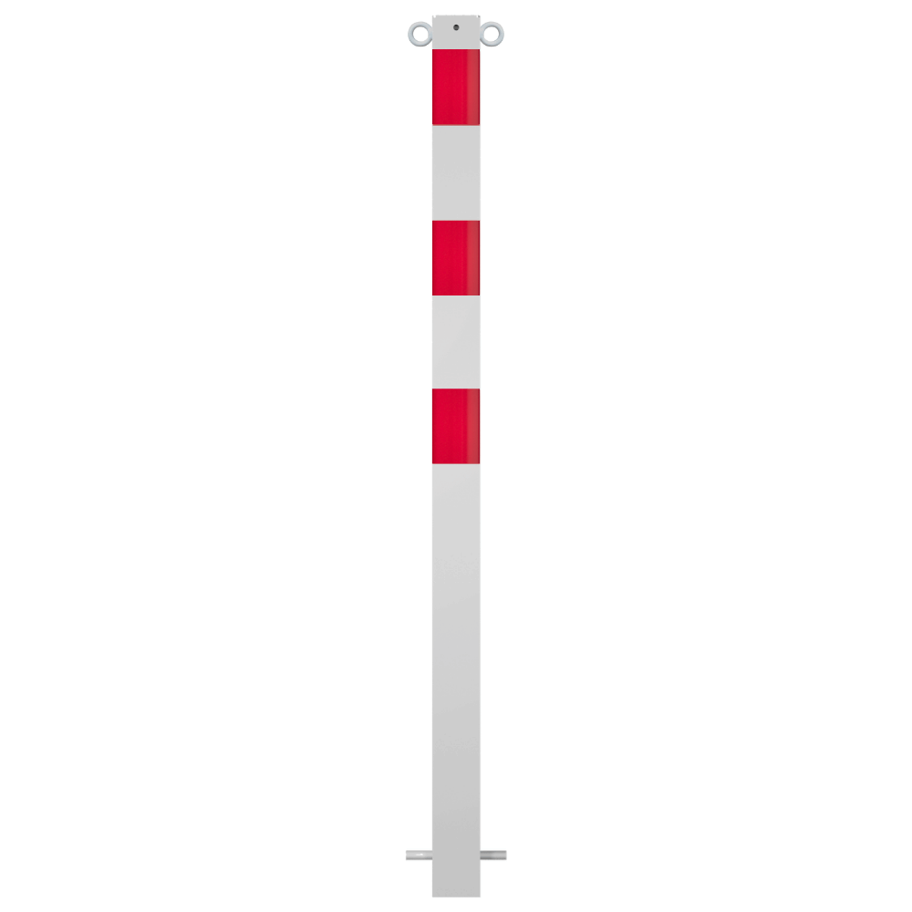 Afzetpaal 70x70 mm | Wit-rood | Voor verankering in beton of op voetplaat