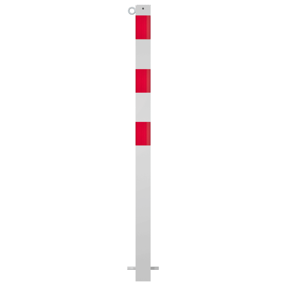 Afzetpaal 70x70 mm | Wit-rood | Voor verankering in beton of op voetplaat