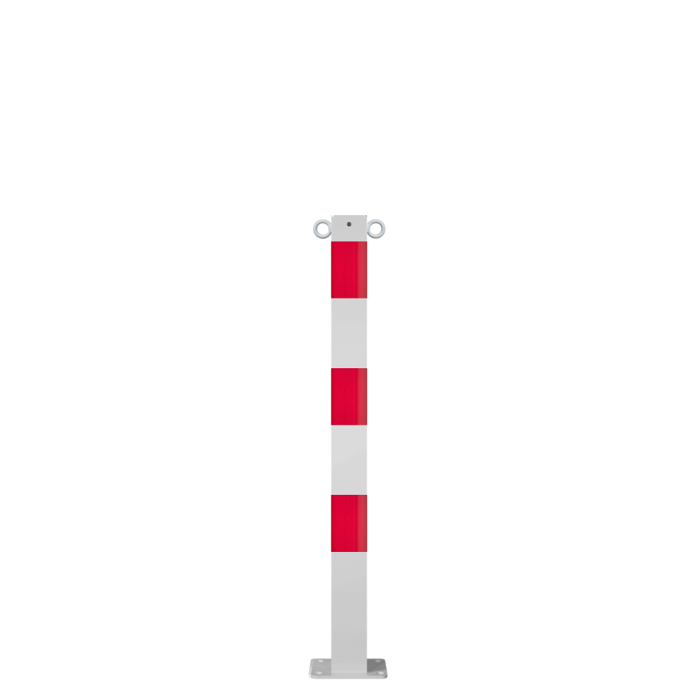 Afzetpaal 70x70 mm | Wit-rood | Voor verankering in beton of op voetplaat