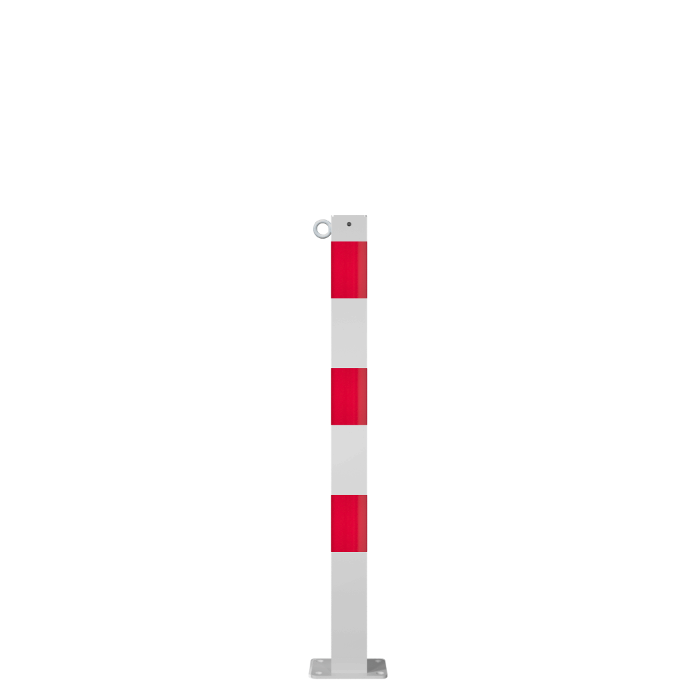 Afzetpaal 70x70 mm | Wit-rood | Voor verankering in beton of op voetplaat