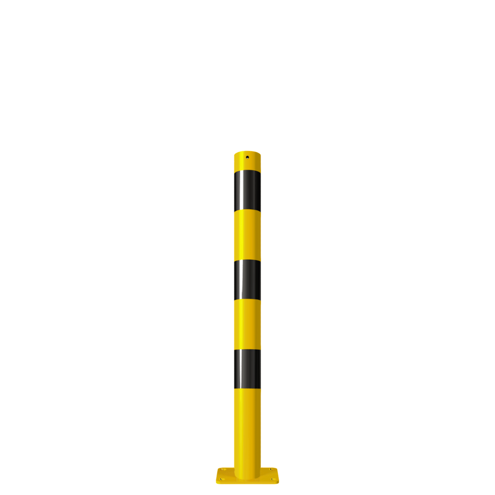 Afzetpaal Ø76 mm | Geel-zwart | Voor verankering in beton of op voetplaat
